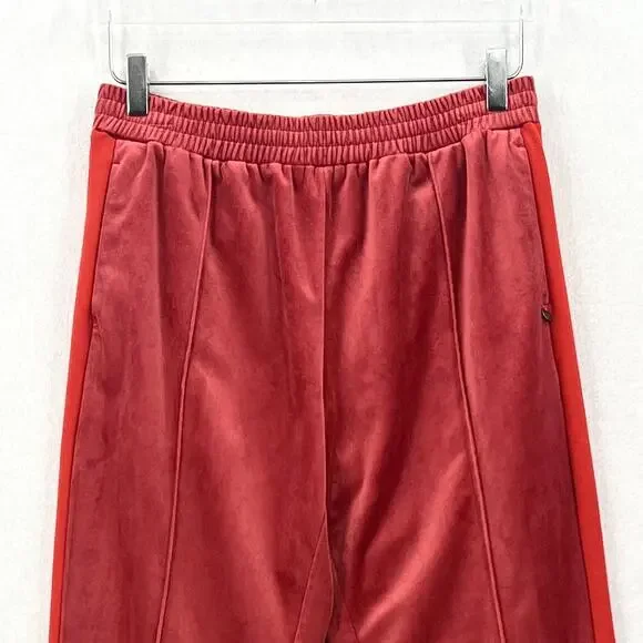 SCOTCH AND SODA The Peaks Velour Crop Track Pants Womens M Red Mid Rise Straight - Picture 5 of 16